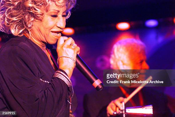 Cuban singer Celia Cruz performing on the Latin Celebration during the week of the 41st Annual Grammy Awards in Los Angeles, California, February...
