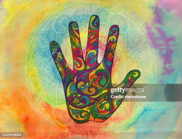 eternal hand - lake reflection stock illustrations