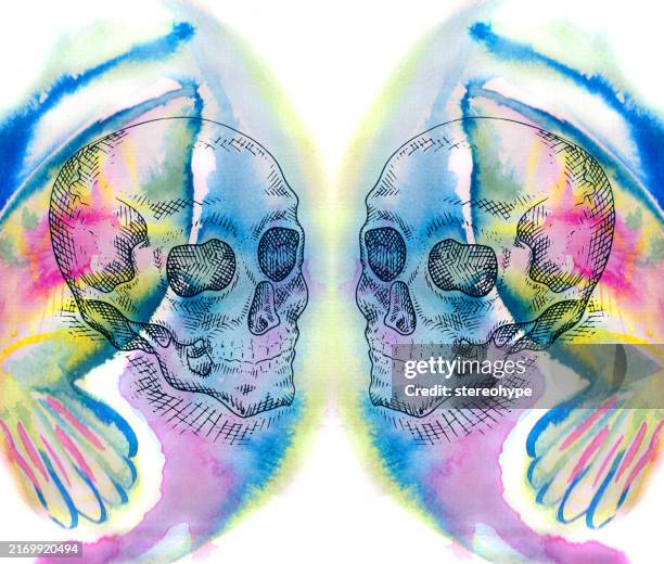 butterfly skulls - mindfulness background stock illustrations
