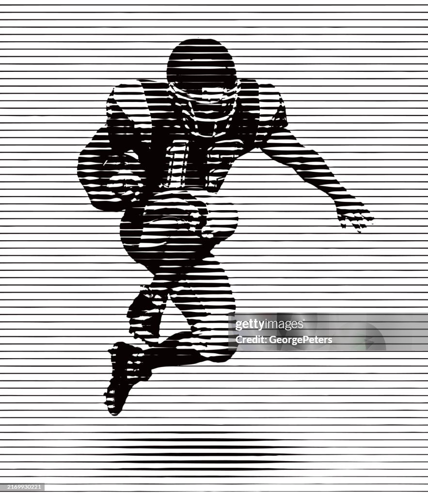 Action Illustration of American Football Player Running Back