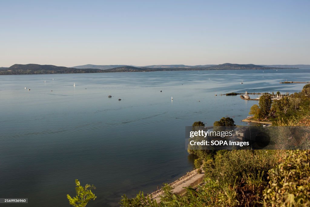 A view on the southern side of Lake Balaton from the top of...