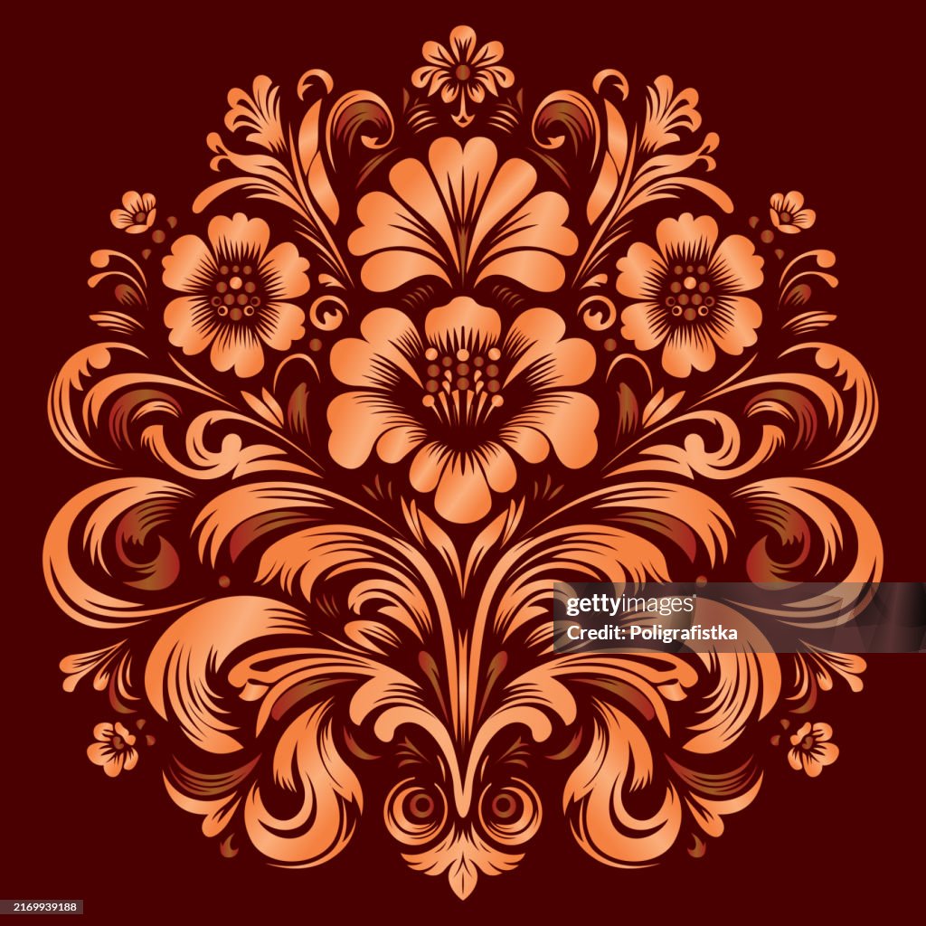 Kuwait Pattern Maroon Maroon Pattern In Khokhloma Style High-Res Vector Graphic - Getty Images