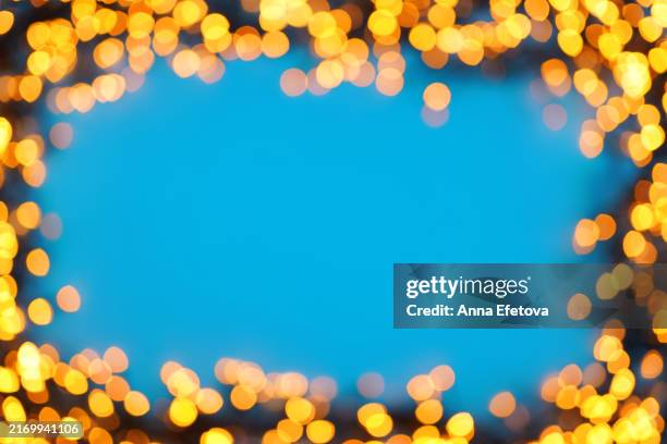 festive glittering frame with golden lights for your design. perfect merry christmas card. happy new year, anniversary or birthday concept - gold envelope stock pictures, royalty-free photos & images