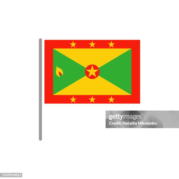 grenada - flag pin flat icon. - grenada stock illustrations