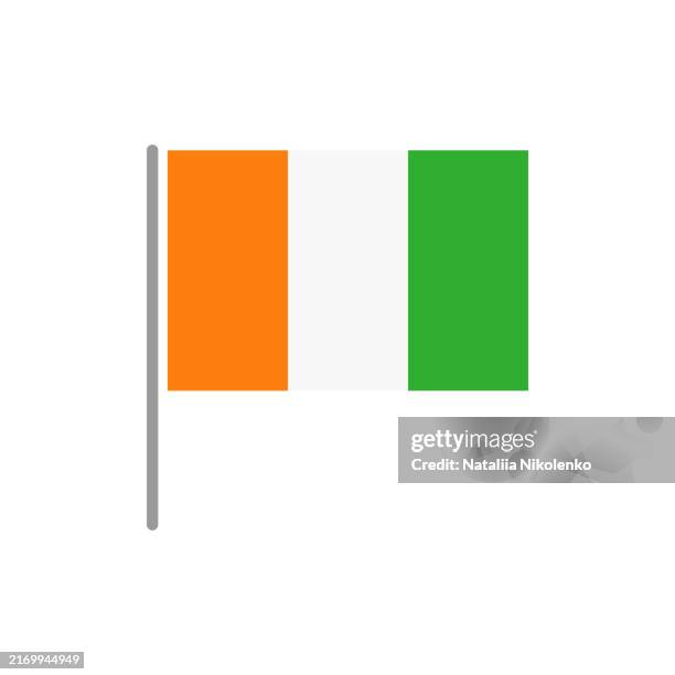 ivory coast - flag pin flat icon. - ivory coast stock illustrations
