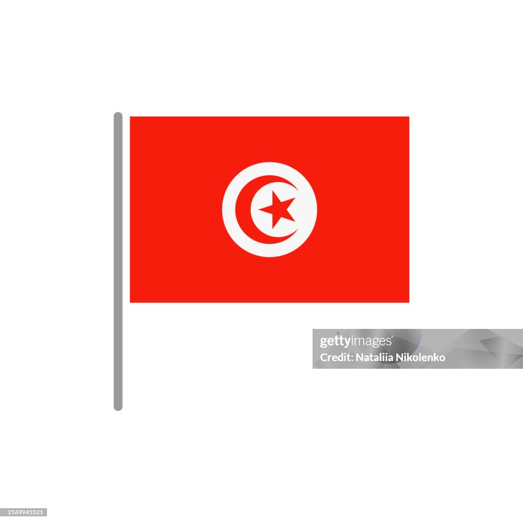 Tunisia - Flag Pin Flat Icon.