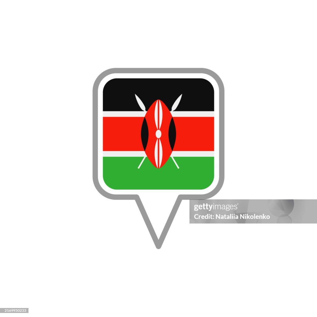 Kenya - Flag Pin Square Icon.