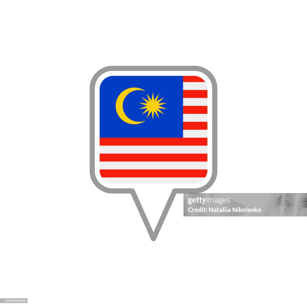 Malaysia - Flag Pin Square Icon.