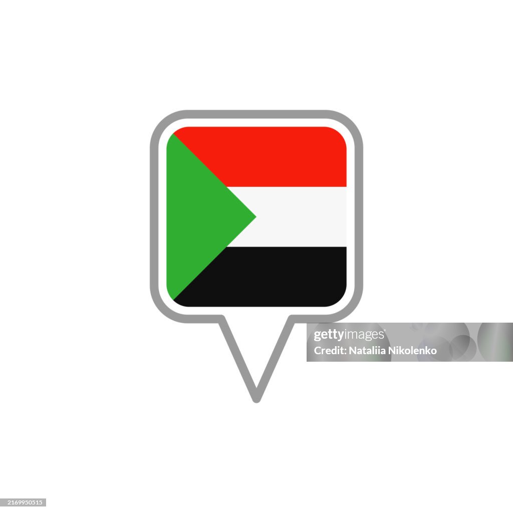 Sudan - Flag Pin Square Icon.