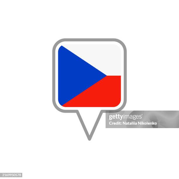czech republic - flag pin square icon. - prague stock illustrations