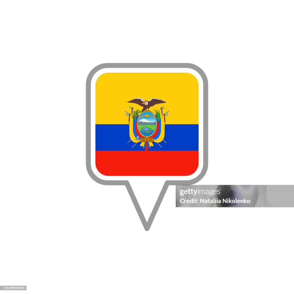 Ecuador - Flag Pin Square Icon.