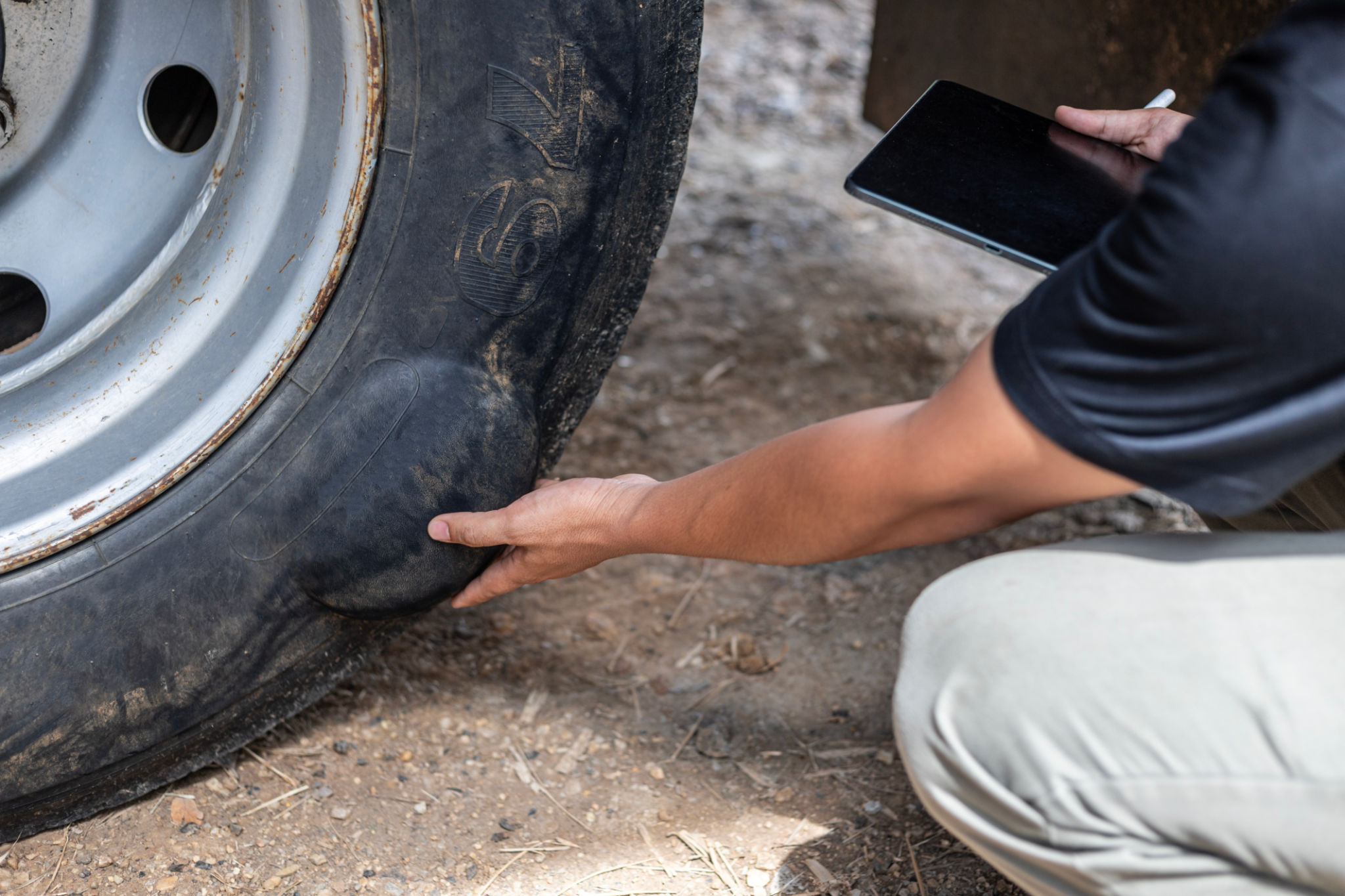 damaged truck tire