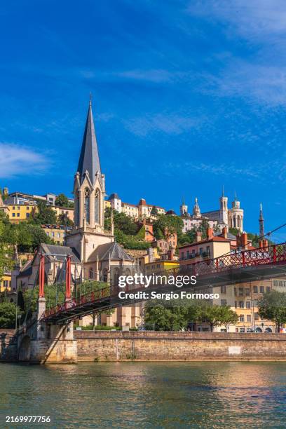 vertical view of view lyon, france - rhone stock pictures, royalty-free photos & images