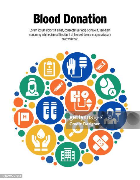 blood donation related vector illustration. healthcare, patient, volunteers, blood plasma, hospital, hematology. - blood donation vector stock illustrations