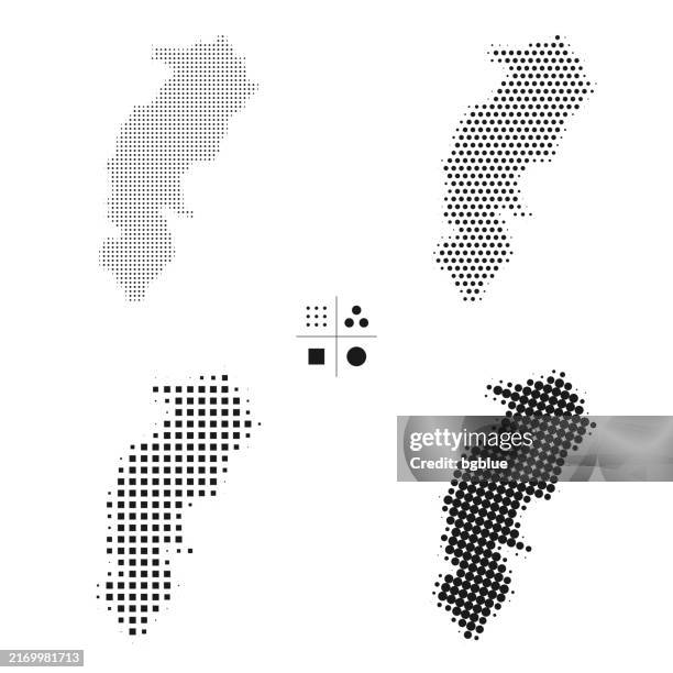 illustrazioni stock, clip art, cartoni animati e icone di tendenza di mappe di punti del chhattisgarh - 4 diversi stili di mezzitoni - raipur