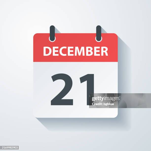 december 21 - daily calendar icon with paper cut effect on blank background - december 21 stock illustrations