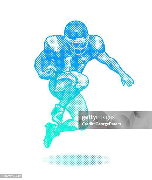 half tone vector of american football player running back - football helmet logo stock illustrations