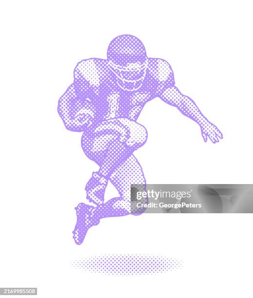 half tone vector of american football player running back - football helmet logo stock illustrations