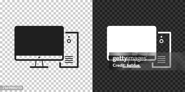 desktop computer. icon for design on blank background - computer blank screen desk stock illustrations