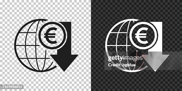 Euro rate decrease. Icon for design on blank background Euro rate decrease. Icon for design on blank background
