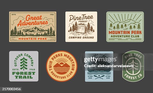 Modern Retro Camping Adventure Badges Modern Retro Camping Adventure Badges