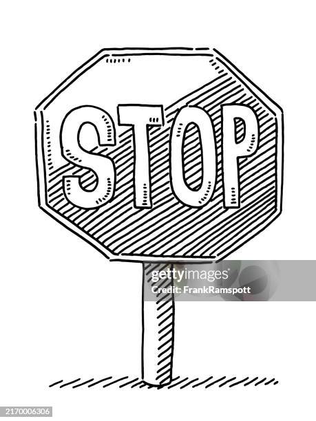 ilustraciones, imágenes clip art, dibujos animados e iconos de stock de dibujo de dibujos animados de señales de tráfico de parada - stop sign pole