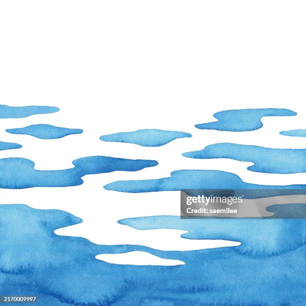 water wave surface watercolor - watercolor painting stock illustrations