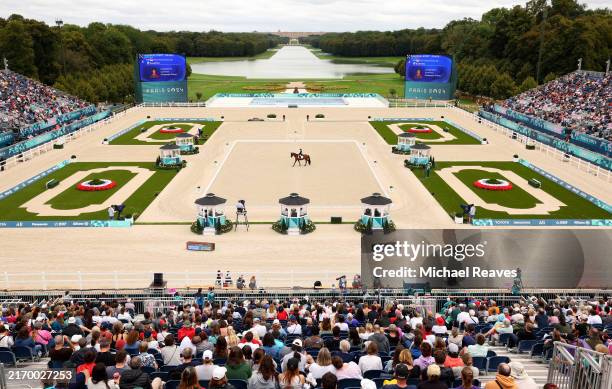 Gemma Rose Jen Foo of Team Singapore and horse Benestro compete during the Grade I Event on day six of the Paris 2024 Summer Paralympic Games at...