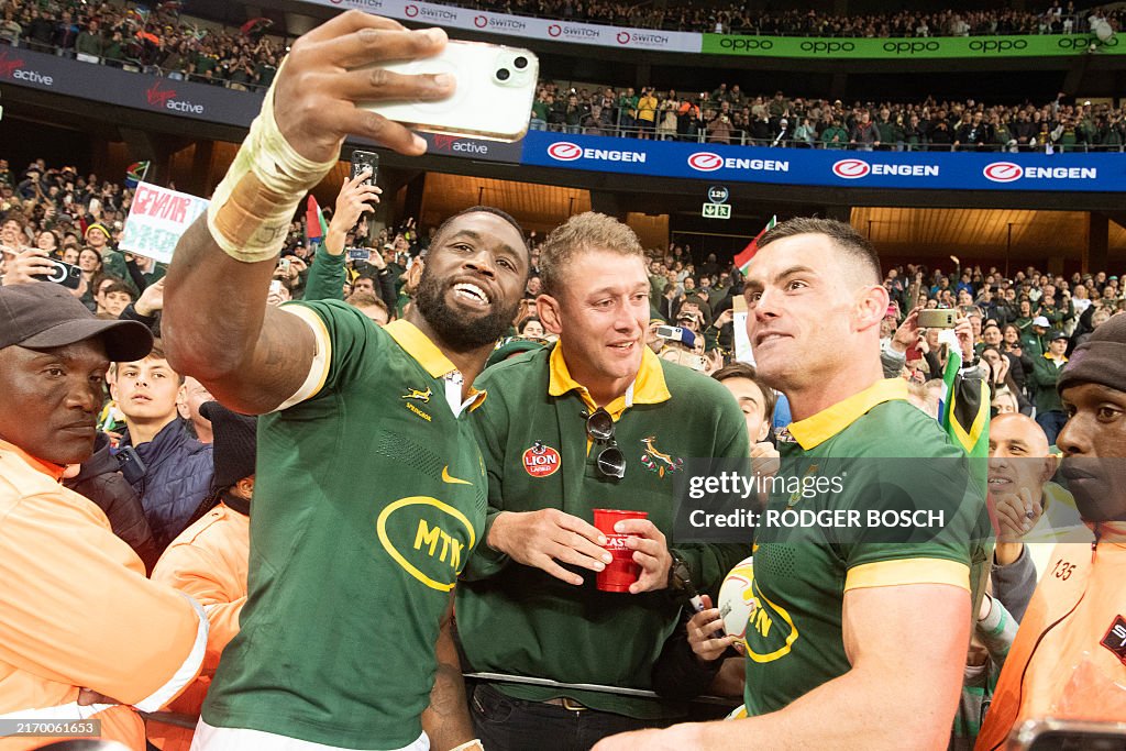 Old Rugby Player Rsa South Africa's Springbok rugby team captain Siya Kolisi and and South ...