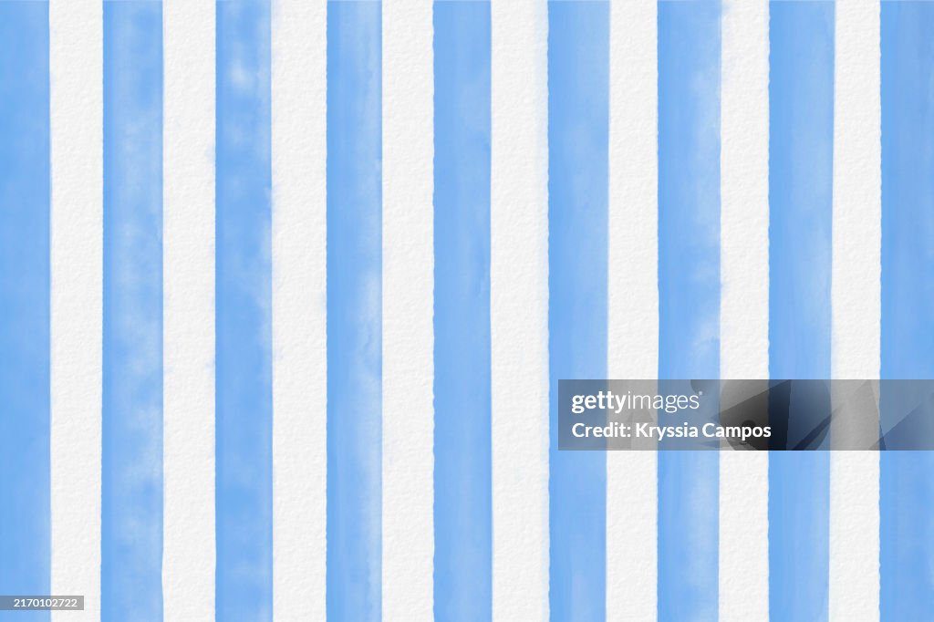 Soft Sky Blue Watercolor Stripes Background on White