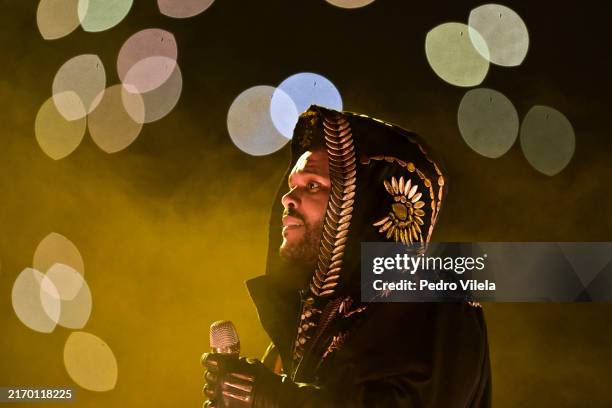 Abel 'The Weeknd' Tesfaye performs on stage during the 'After Hours Til Dawn Tour' at MorumBIS on September 7, 2024 in Sao Paulo, Brazil.