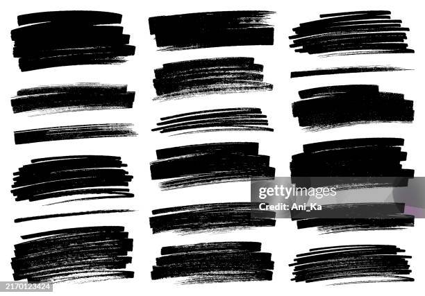 illustrations, cliparts, dessins animés et icônes de ensemble de traits de pinceau - coup-de-pinceau