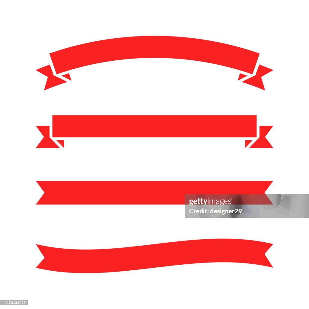 Red ribbons vector set