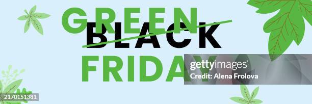 black green friday. web banner. make friday green again - viernes fotografías e imágenes de stock