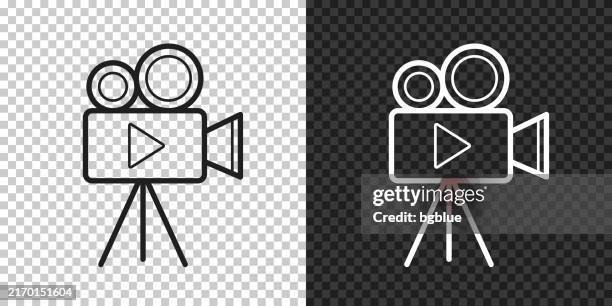 video camera with tripod. icon for design on blank background - film projector stock illustrations