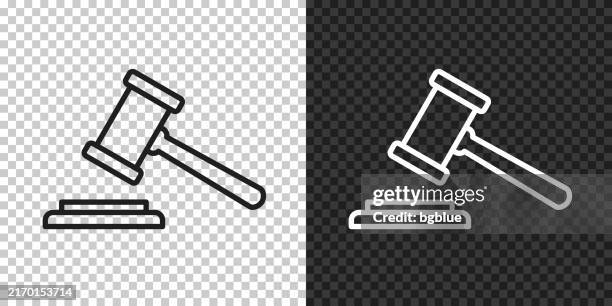 ilustraciones, imágenes clip art, dibujos animados e iconos de stock de juez mazo. icono de diseño sobre fondo en blanco - subasta
