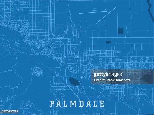palmdale ca city vector road map blue horizontal - palmdale los angeles county stock illustrations