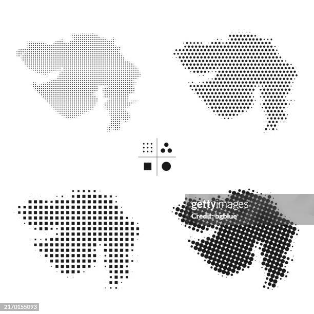 gujarat maps of dots - 4 different halftone styles - gujarat stock illustrations