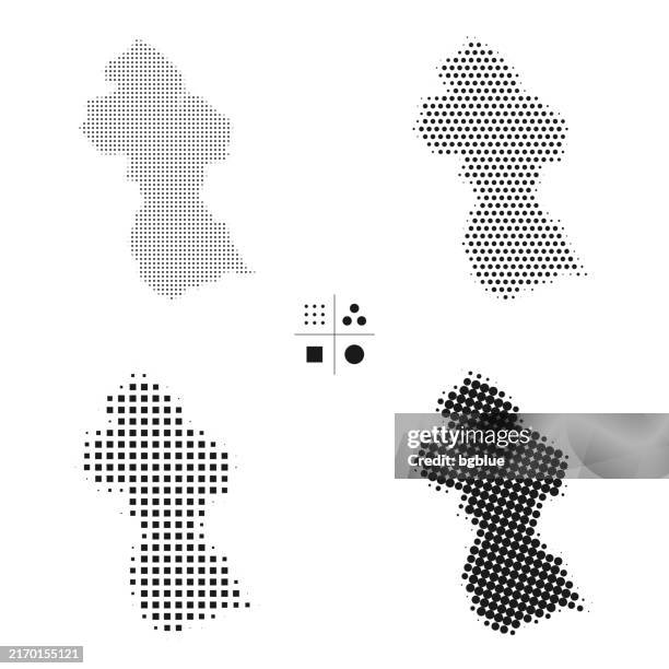 guyana maps of dots - 4 different halftone styles - guyana stock illustrations