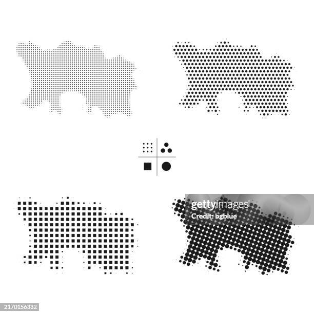 jersey maps of dots - 4 different halftone styles - polkadot jersey stock illustrations