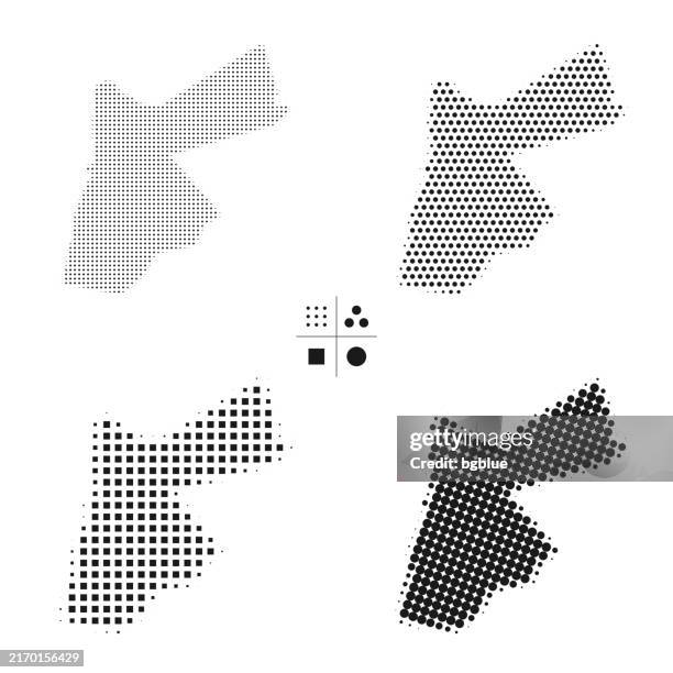 jordan maps of dots - 4 different halftone styles - jordan country stock illustrations