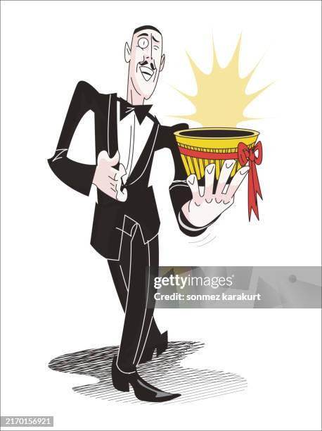 ausgezeichneter kellner und butler - service excellence cartoon stock-grafiken, -clipart, -cartoons und -symbole