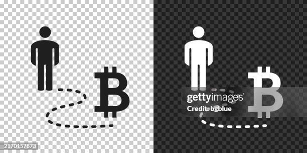 person on bitcoin way. icon for design on blank background - clear path business stock illustrations