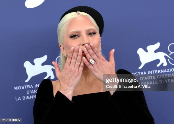 Lady Gaga attends the "Joker: Folie A Deux" photocall during the 81st Venice International Film Festival at Palazzo del Casino on September 04, 2024...