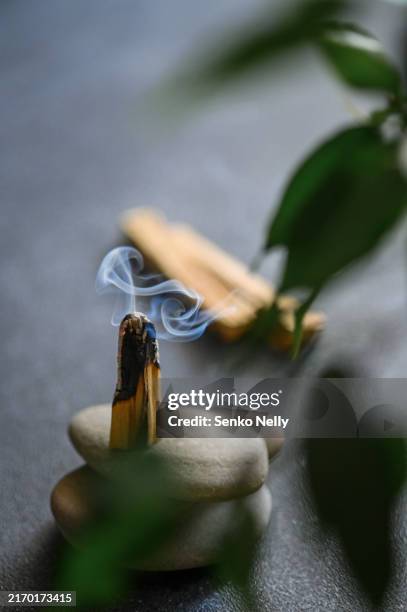 healing incense palo santo sticks on a light background. wellness with aromatherapy religious rituals meditation. - incense stock pictures, royalty-free photos & images
