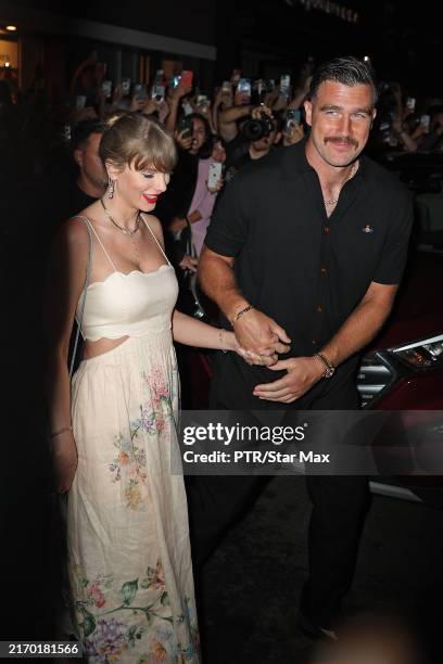 Taylor Swift and Travis Kelce are seen on September 7, 2024 in New York City.