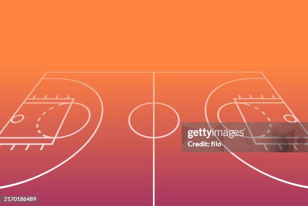 illustrazioni stock, clip art, cartoni animati e icone di tendenza di sfondo del campo da gioco di pallacanestro - competizione di basket