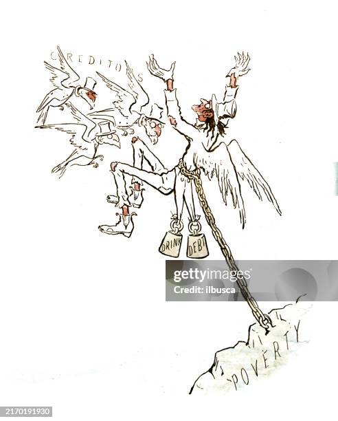 british satire caricature comic cartoon illustration - vulture cartoon character stock illustrations