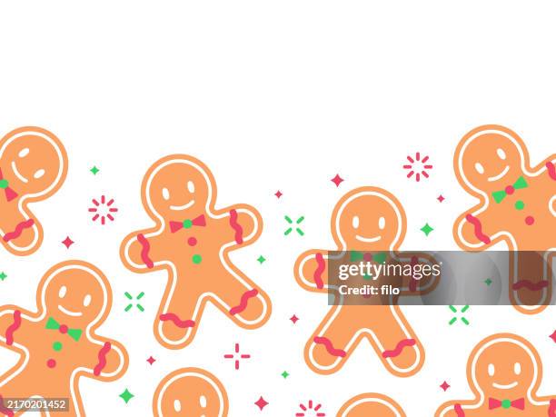 holiday gingerbread people cookie sweet treat - gingerbread cookie stock illustrations