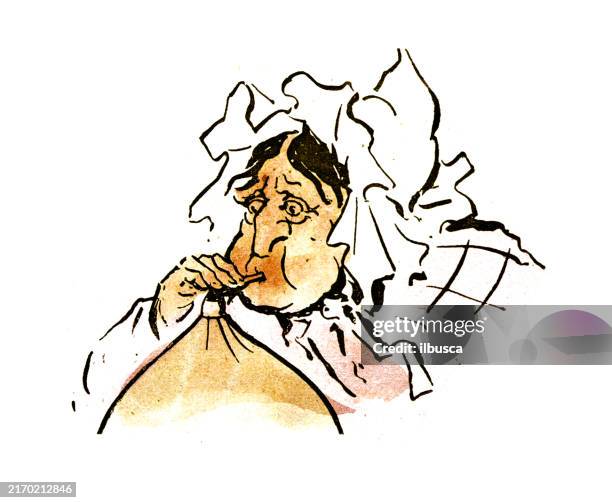 british satire caricature comic cartoon illustration - man drinking alone stock illustrations